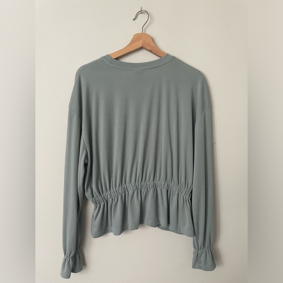 A New Day Ribbed Peplum Top Sage Green Size Small - Picture 3 of 3